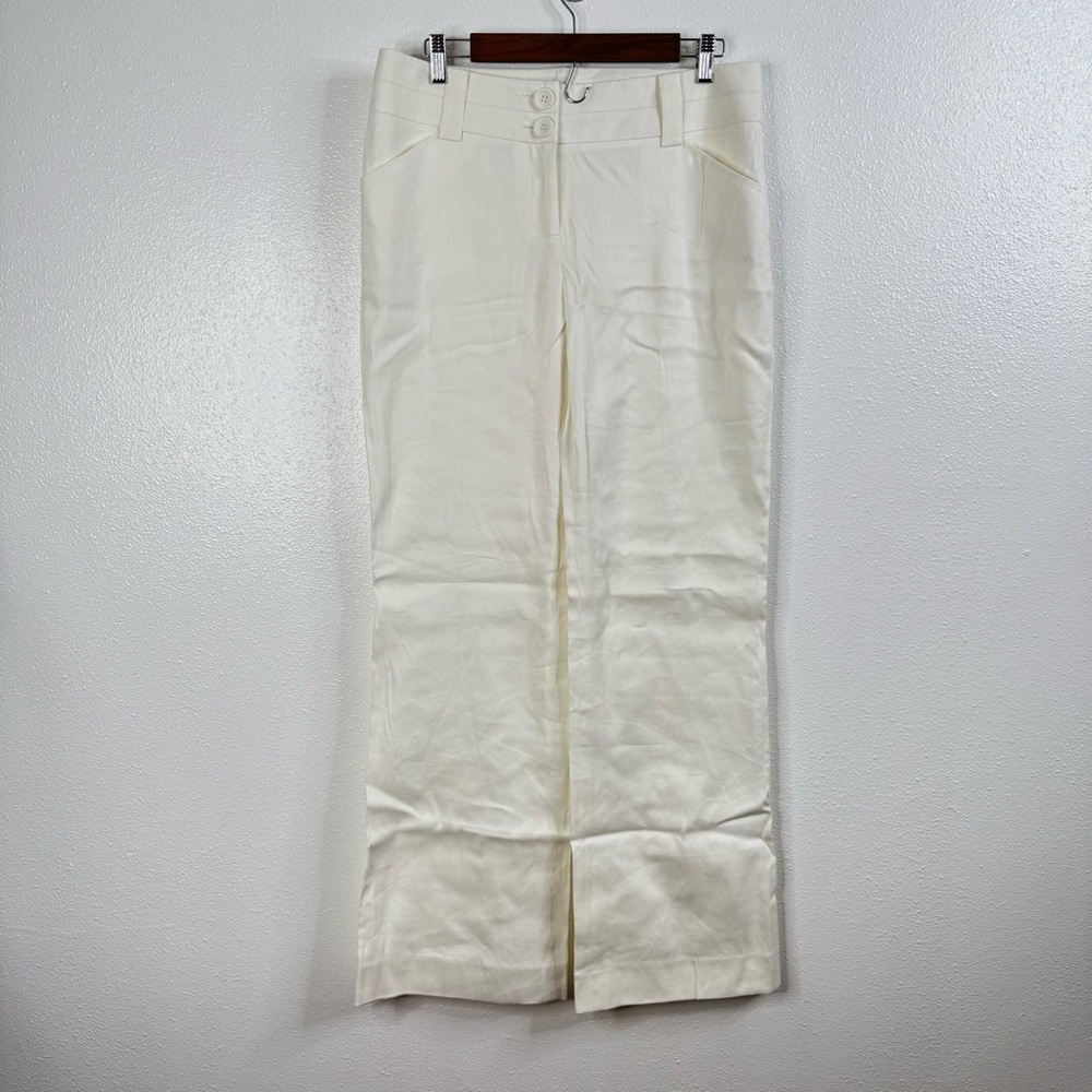 Eccoci NWT‎ White Linen Blend Wide Leg Pants Size 8